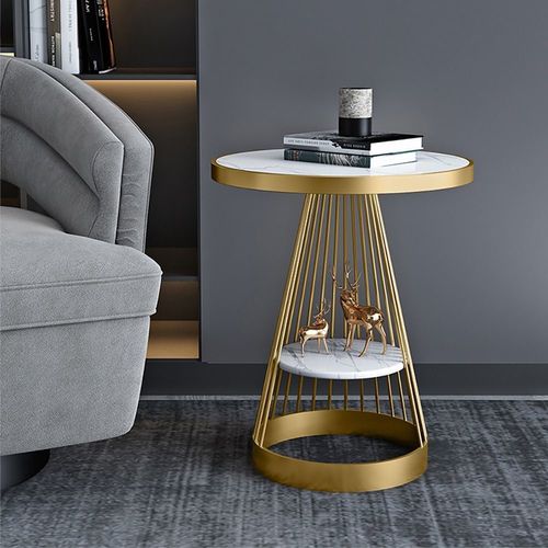 modern side table with storage marble top metal frame